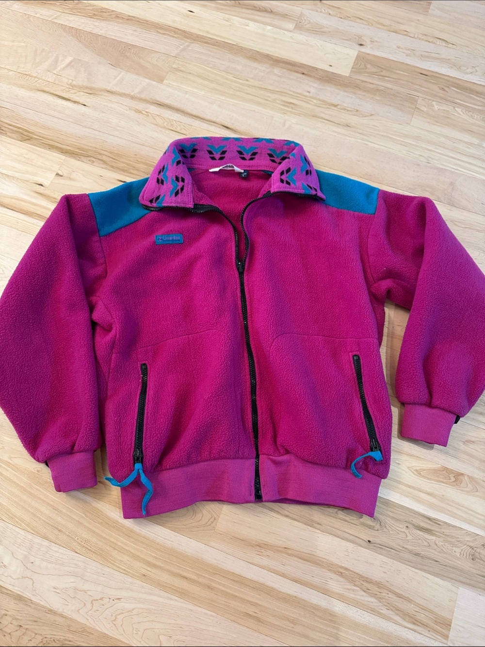 Vintage 80s Women’s Columbia Fleece Jacket-Aztec Collar